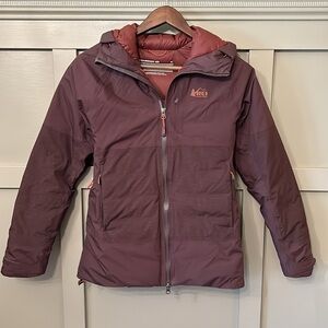 REI Co-Op Stormhenge 850 Down Hybrid Peak Hooded Zip Puffer Jacket Size XS